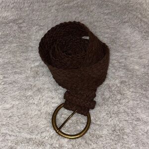 Brown Braided Belt with Gold Buckle